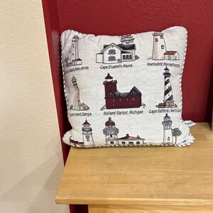Vintage Lighthouse Print Throw Pillow